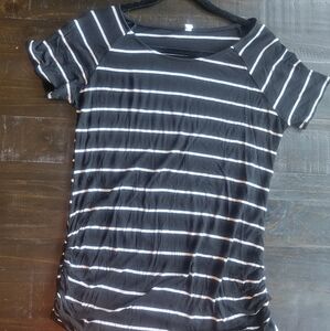 Black and White Striped Maternity Top